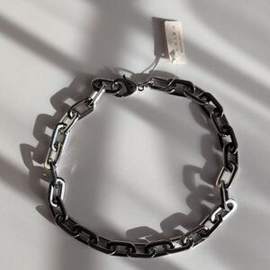 Sahira Silvertone Chunky Chain Link necklace NWT 18"